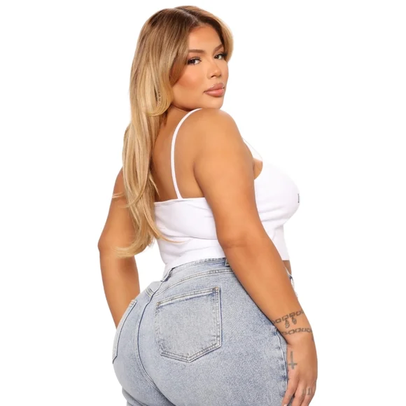 Fashion Nova "Ain't No Hood Like Motherhood" Spaghetti Strap White Tank Top, 3X - Picture 5 of 6